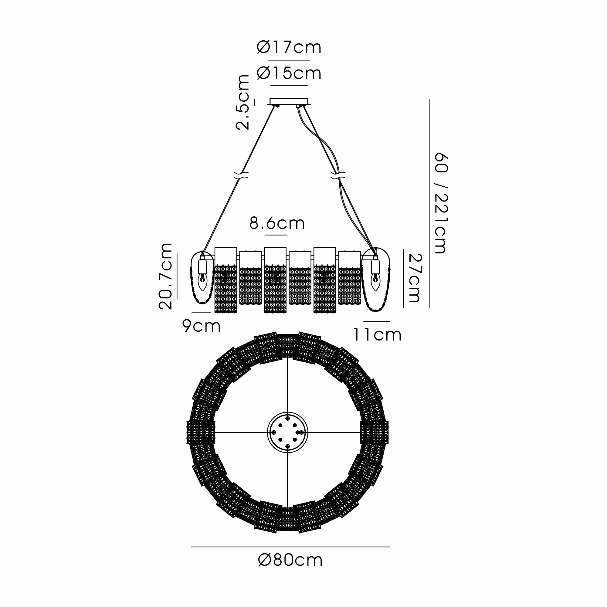 Kalani Polished Nickel Crystal Ceiling Lights Diyas Ringed & Square Crystal Fittings